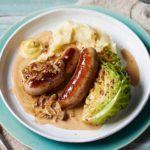 Sausages with braised cabbage & caraway