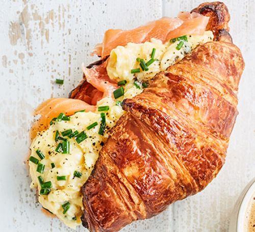 Smoked salmon scramble croissants Recipe