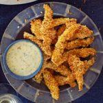 Sole goujons with mango & lime dip