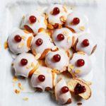 Sticky cherry bakewell buns