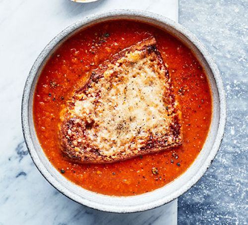 Tomato soup with cheese & Marmite toast