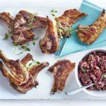 Zesty lamb chops with crushed kidney beans