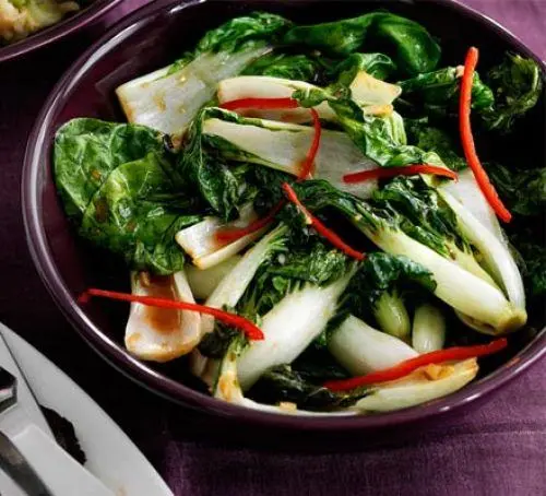 Bok choi with oyster sauce & chilli